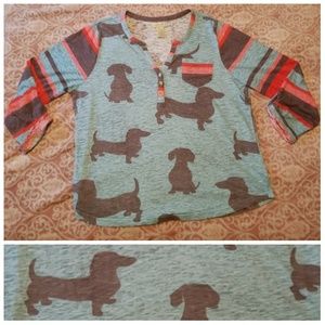 Carribean Joe Dachshund Print Lightweight Top